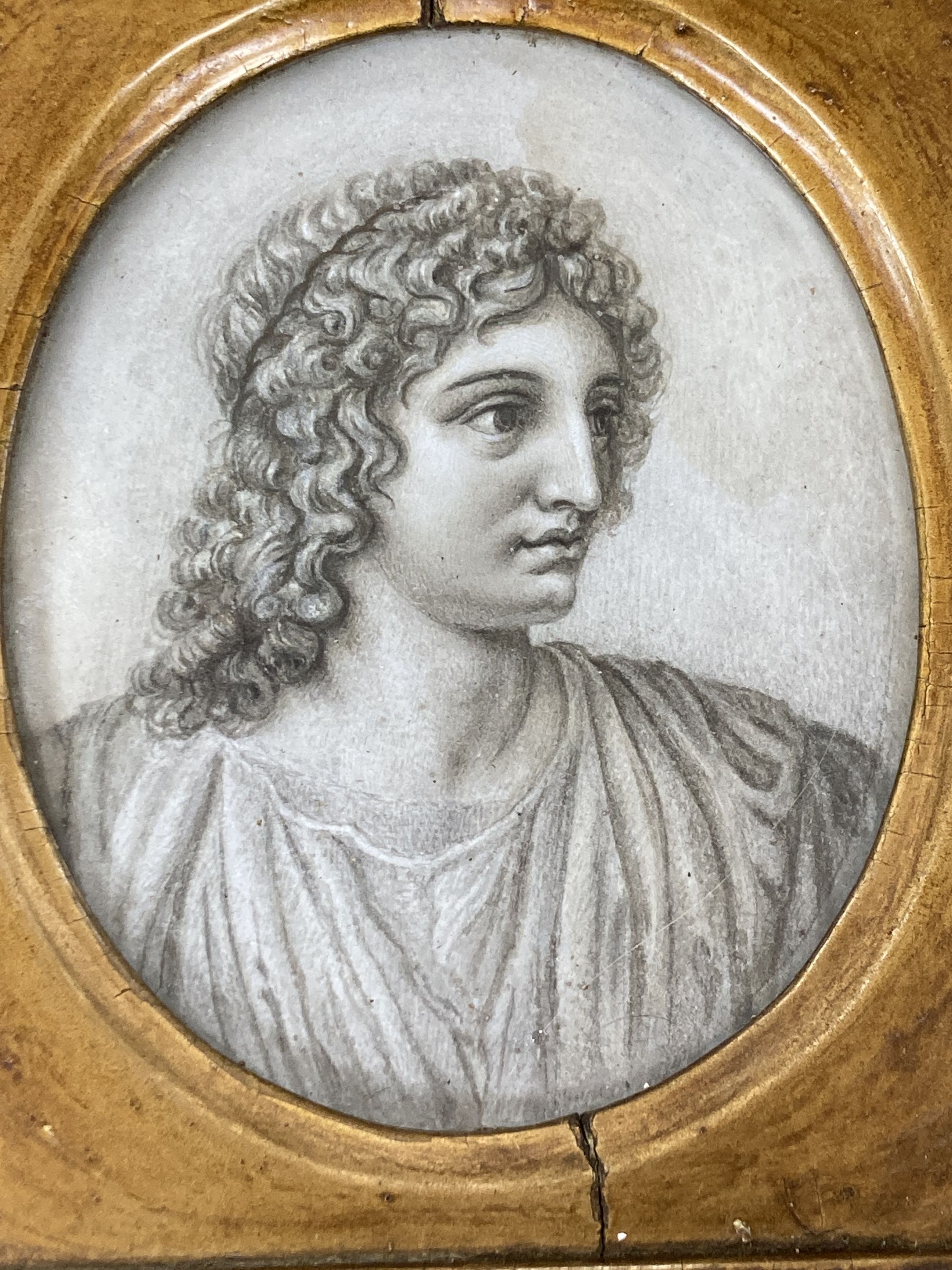 Late 18th century English School, pair of monochrome watercolours, Heads of Horace and Virgil, 11 x 9cm